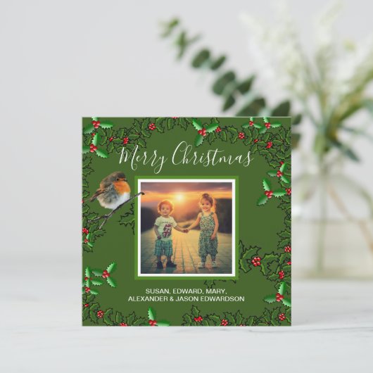 Creëer je eigen familiefoto's Merry Kerstry Feestdagenkaart (Staand voorkant)