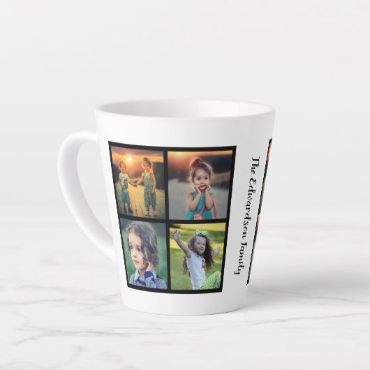 Creëer je eigen familienaam voor foto collage latte mok (Linkerhoek)
