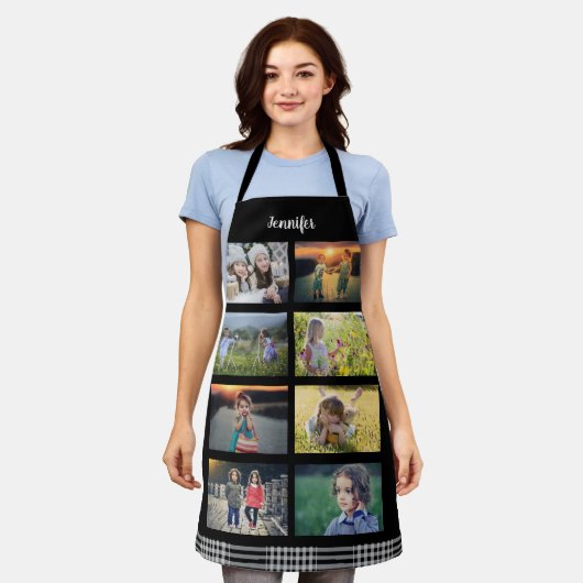 Creëer je eigen familienaam voor foto-collage schort (Gedragen)