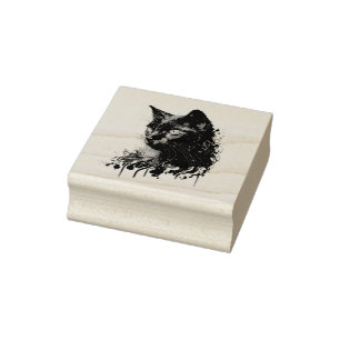 Creëer Je eigen Fiery Black Cat Bust Rubberstempel