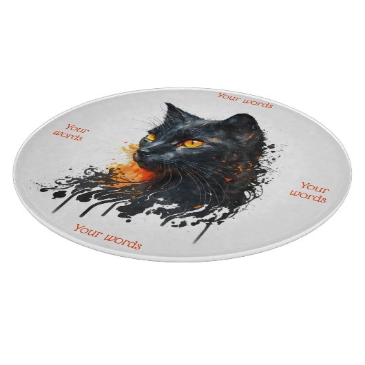 Creëer Je eigen Fiery Black Cat Bust Snijplank (Hoek)