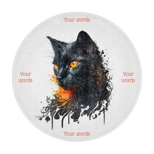 Creëer Je eigen Fiery Black Cat Bust Snijplank (Voorkant)