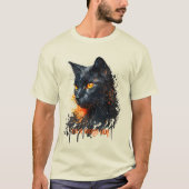 Creëer Je eigen Fiery Black Cat Bust T-shirt (Voorkant)