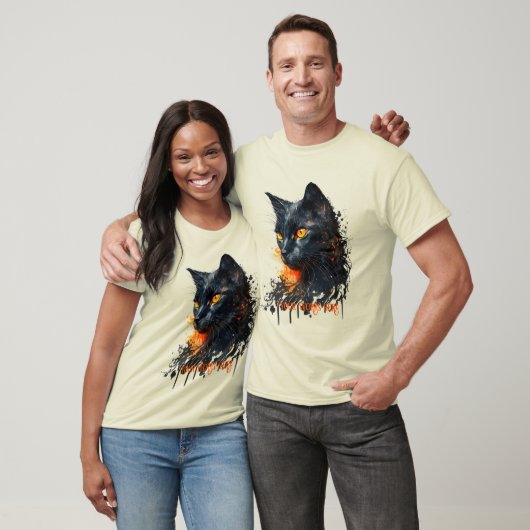 Creëer Je eigen Fiery Black Cat Bust T-shirt (Unisex)