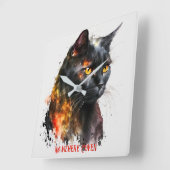 Creëer Je eigen Fiery Black Cat Bust Vierkante Klok (Hoek)