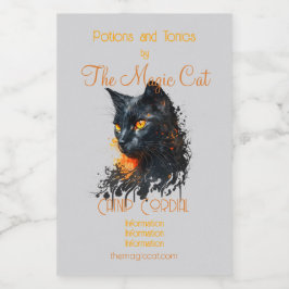 Creëer Je eigen Fiery Black Cat Bust Wijn Etiket