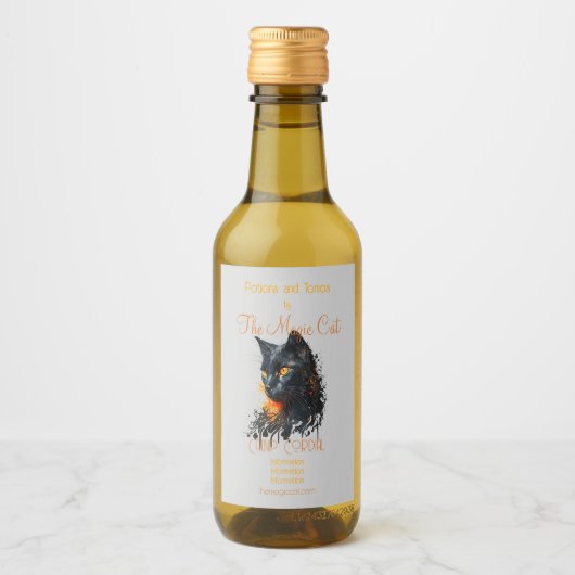 Creëer Je eigen Fiery Black Cat Bust Wijn Etiket (Voorkant)