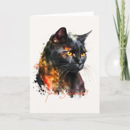 Creëer Je eigen Fiery Black Cat Feestdagen Kaart