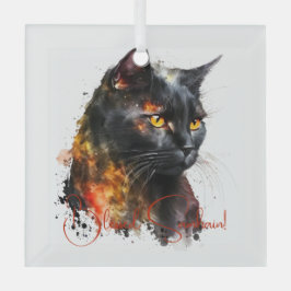 Creëer Je eigen Fiery Black Cat Glas Ornament
