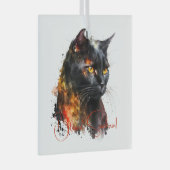 Creëer Je eigen Fiery Black Cat Glas Ornament (Voorkant Rechts)