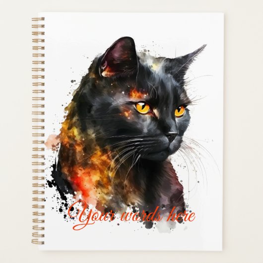Creëer Je eigen Fiery Black Cat Planner (Voorkant)