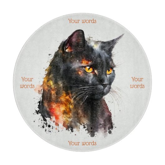 Creëer Je eigen Fiery Black Cat Snijplank (Voorkant)
