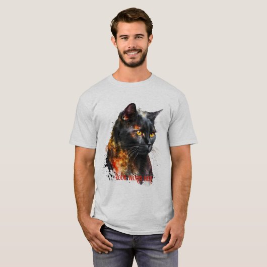 Creëer Je eigen Fiery Black Cat T-shirt (Voorkant volledig)