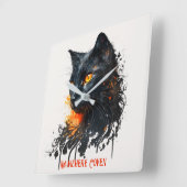 Creëer Je eigen Fiery Black Cat Vierkante Klok (Hoek)