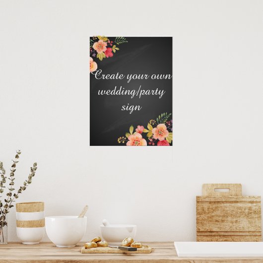 Creëer je eigen floraalbord bruiloft poster (Keuken)