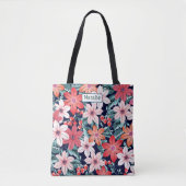 Creëer je eigen Floral en sms zomergroen wit Tote Bag (Voorkant)