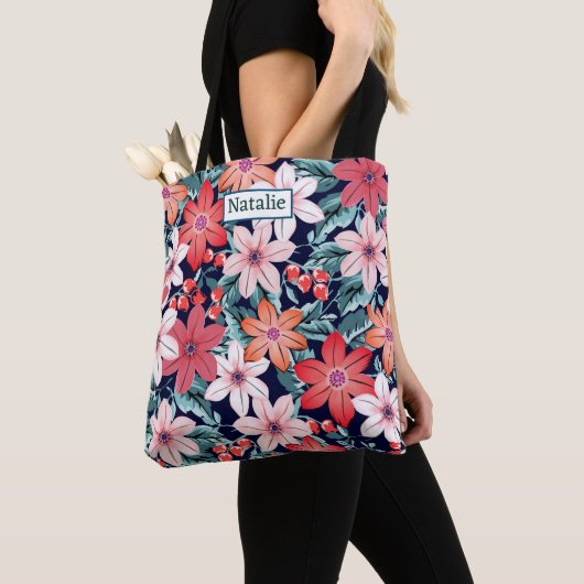 Creëer je eigen Floral en sms zomergroen wit Tote Bag (Dichtbij)