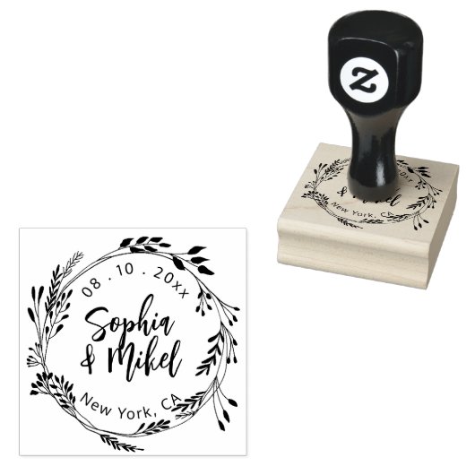 Creëer je eigen Floral Round SaveThe Date Wedding Rubberstempel (Gestempeld)