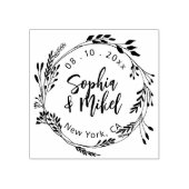 Creëer je eigen Floral Round SaveThe Date Wedding Rubberstempel (Afrduk)