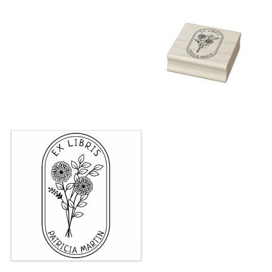 Creëer je eigen Flower Ex Libris Rubberstempel (Gestempeld)