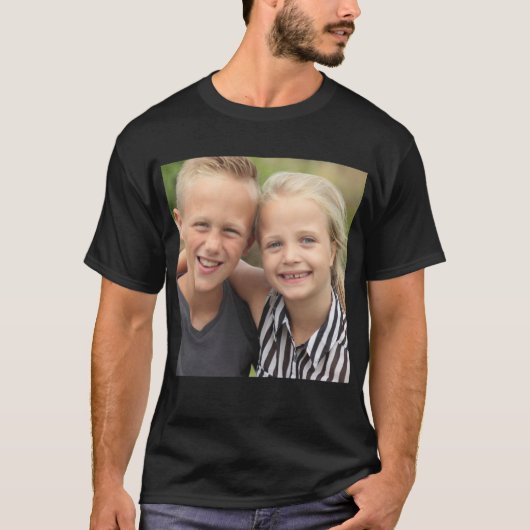 Creëer Je eigen foto Basic Donker T-shirt (Voorkant)