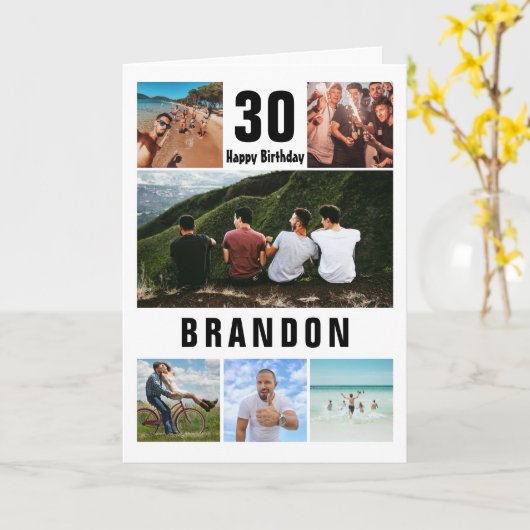 Creëer Je eigen foto-collage Birthday Kaart (Gele Bloem)