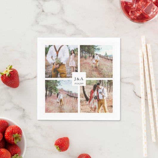 Creëer je eigen foto collage elegant bruiloft servet (Insitu)