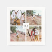 Creëer je eigen foto collage elegant bruiloft servet (Voorkant)