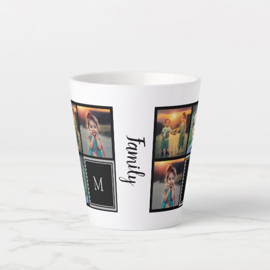 Creëer je eigen foto collage monogram latte mok (Voorkant)