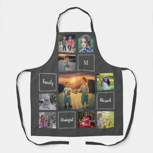 Creëer je eigen foto collage monogram schort (Voorkant)