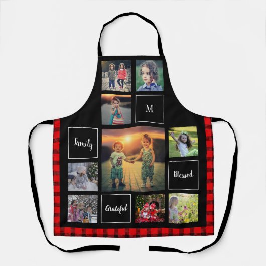 Creëer je eigen foto collage monogram schort (Voorkant)