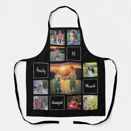 Creëer je eigen foto collage monogram schort (Voorkant)