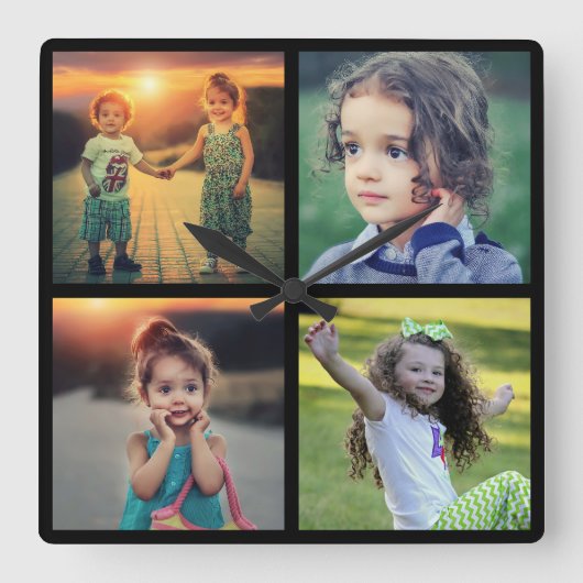 Creëer je eigen foto collage vierkante klok (Voorkant)