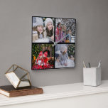 Creëer je eigen foto-collage voor kerstfamilie vierkante klok<br><div class="desc">Creëer je eigen kerstfamilie fotocollage muurklok. Voeg uw eigen persoonlijke foto's toe,  kunt u 4 foto's toevoegen,  om de klok te personaliseren. Als je hulp nodig hebt,  kun je contact met me opnemen.</div>