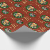 Creëer je eigen foto Merry kerstmonogrammen Cadeaupapier (Hoek)