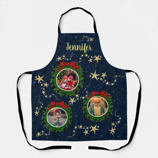 Creëer je eigen foto Merry kerstmonogrammen Schort (Voorkant)
