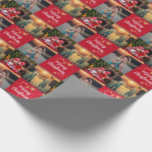 Creëer je eigen foto Merry Kerstscript Cadeaupapier (Hoek)