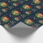 Creëer je eigen foto Merry Kerstscript Cadeaupapier (Hoek)