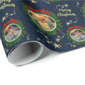 Creëer je eigen foto Merry Kerstscript Cadeaupapier (Rol Hoek)