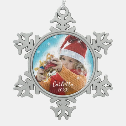 Creëer je eigen foto met versiering tin sneeuwvlok ornament (Voorkant)