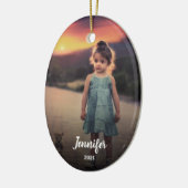 Creëer je eigen foto monogram vakantie keramisch ornament (Links)