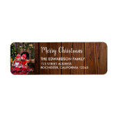 Creëer je eigen foto van een roestvrij hout kerstm etiket (Voorkant)