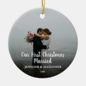 Creëer je eigen foto voor eerste kersthuwelijk keramisch ornament (Voorkant)