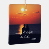 Creëer je eigen foto voor eerste kersthuwelijk keramisch ornament (Rechts)