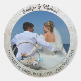 Creëer je eigen foto Wedding-zegels Ronde Sticker