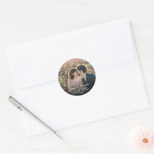 Creëer je eigen foto Wedding-zegels Ronde Sticker