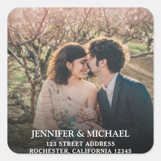 Creëer je eigen foto Wedding-zegels Vierkante Sticker (Voorkant)