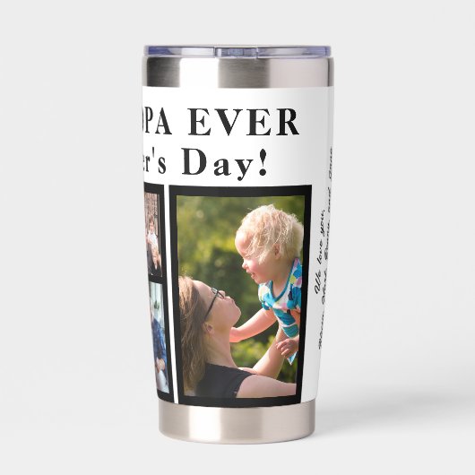 Creëer je eigen fotocollage beste opa ooit geïsoleerde drinkbeker (Achterkant)