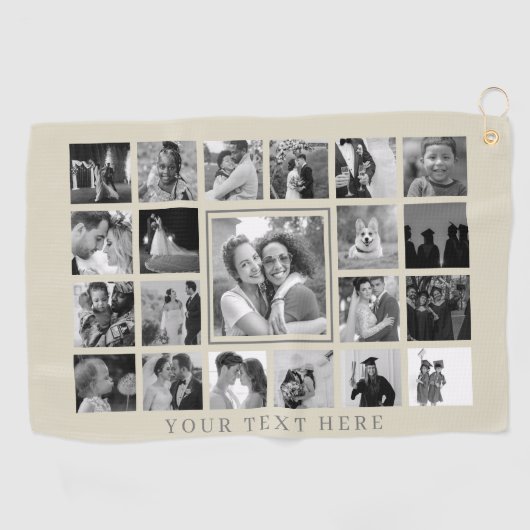 Creëer je eigen Fotocollage Familie Golfhanddoek (Horizontaal)