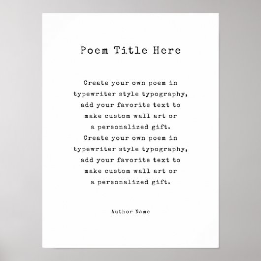 Creëer Je eigen gedicht Poster (Voorkant)